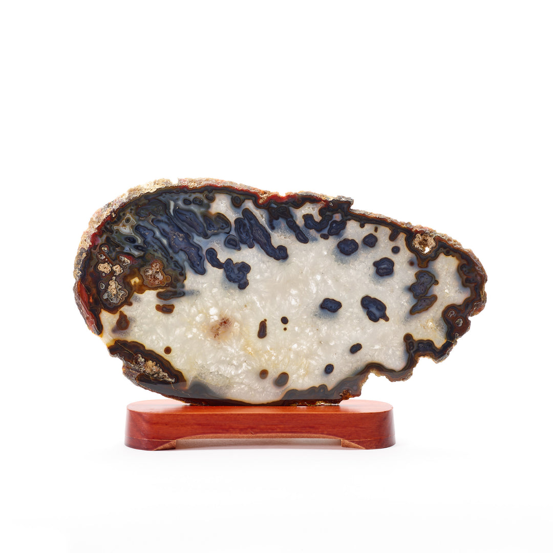 Agate Slice in Wooden Stand