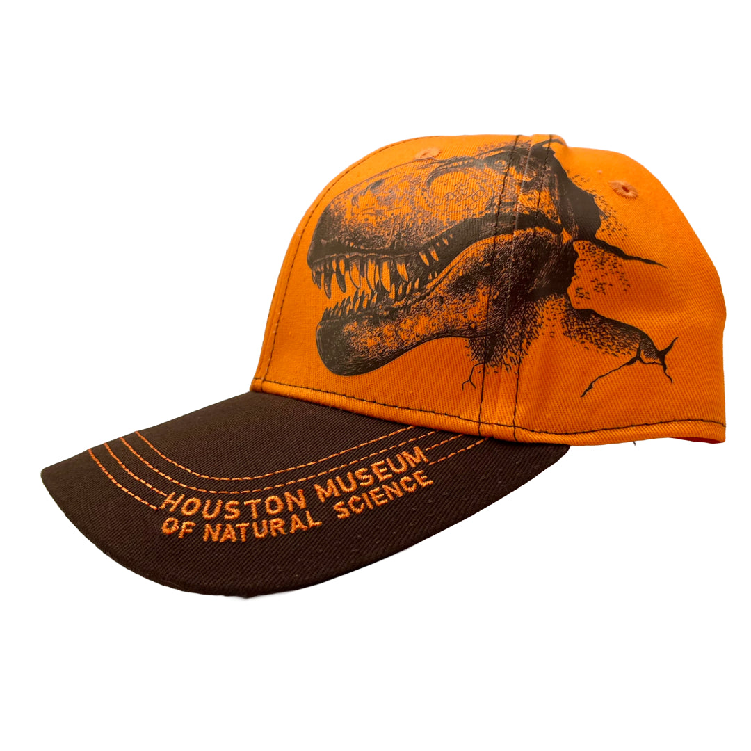 HMNS Orange & Brown T. rex Hat 3/4 Profile