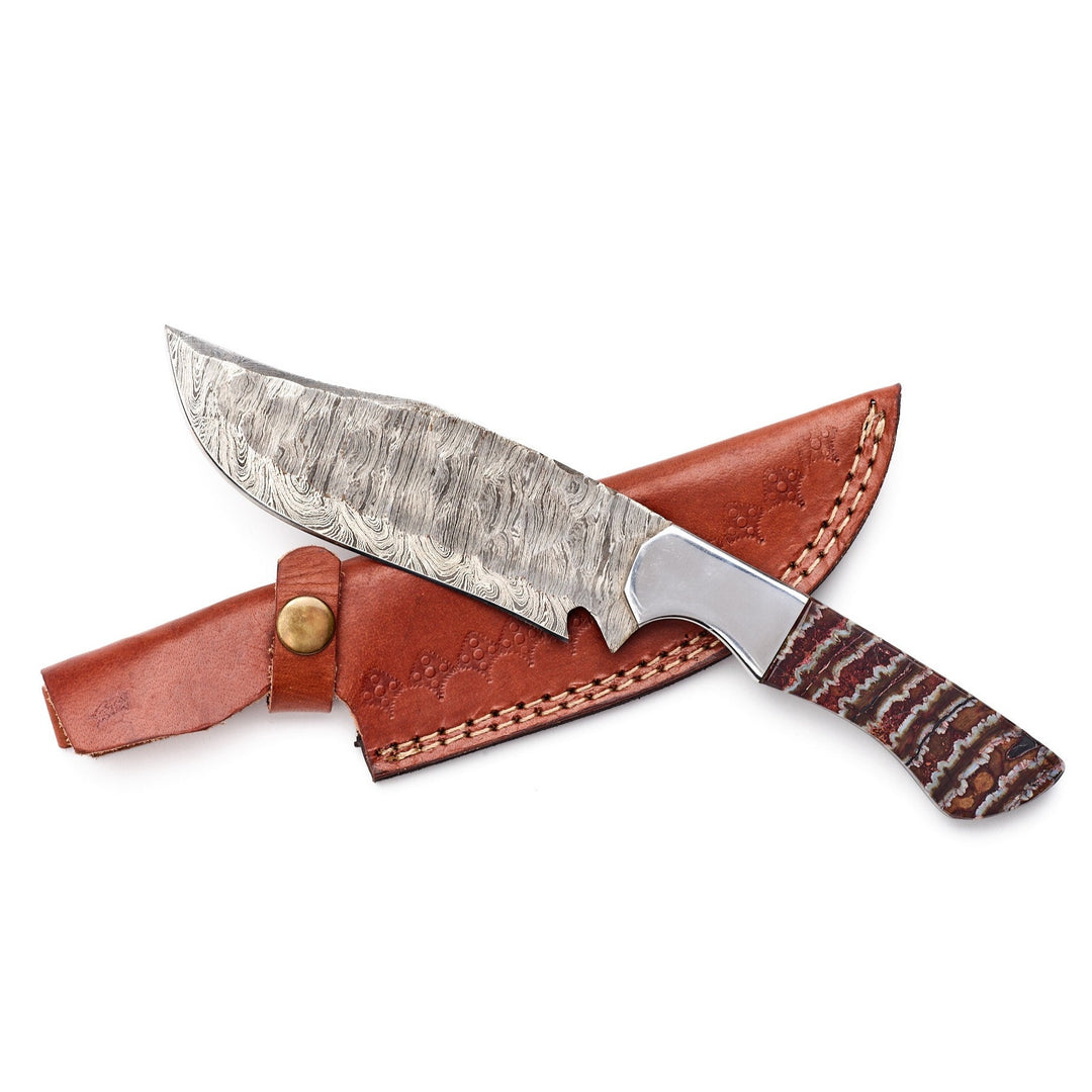 Mammoth Fossil Handle Damascus Knife