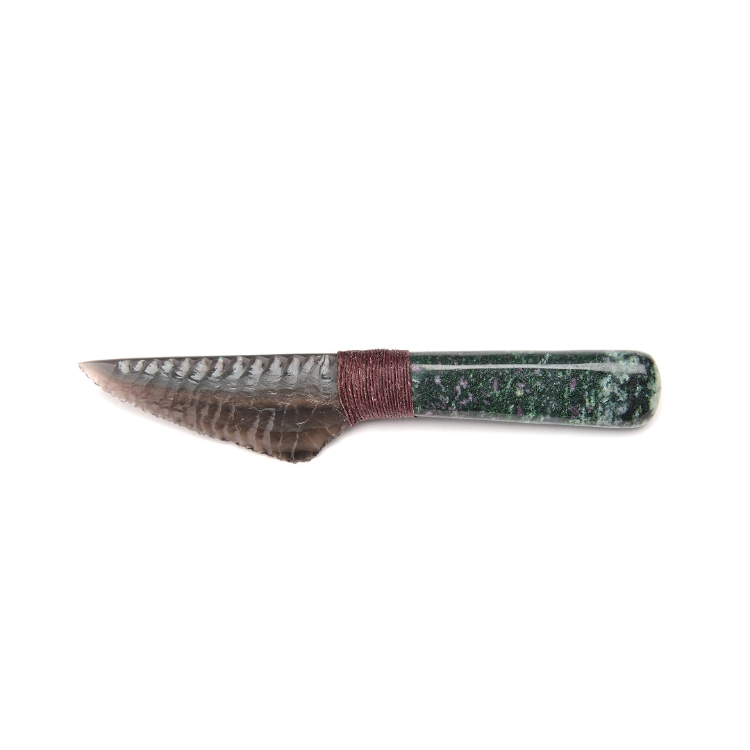 Ruby in Smaragdite Knife Handle with Rainbow Obsidian Blade