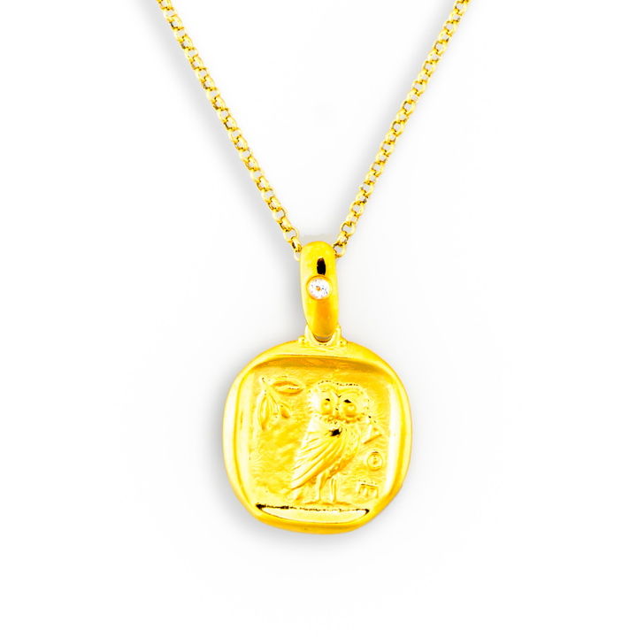 "The Owl of Wisdom" Gold Coin Pendant