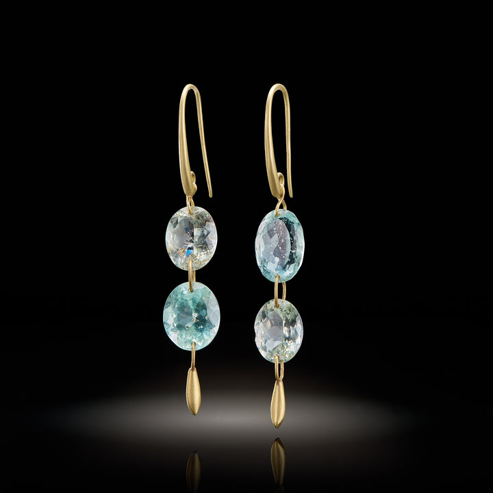 Two Stone Mixed Beryl Drop Earrings