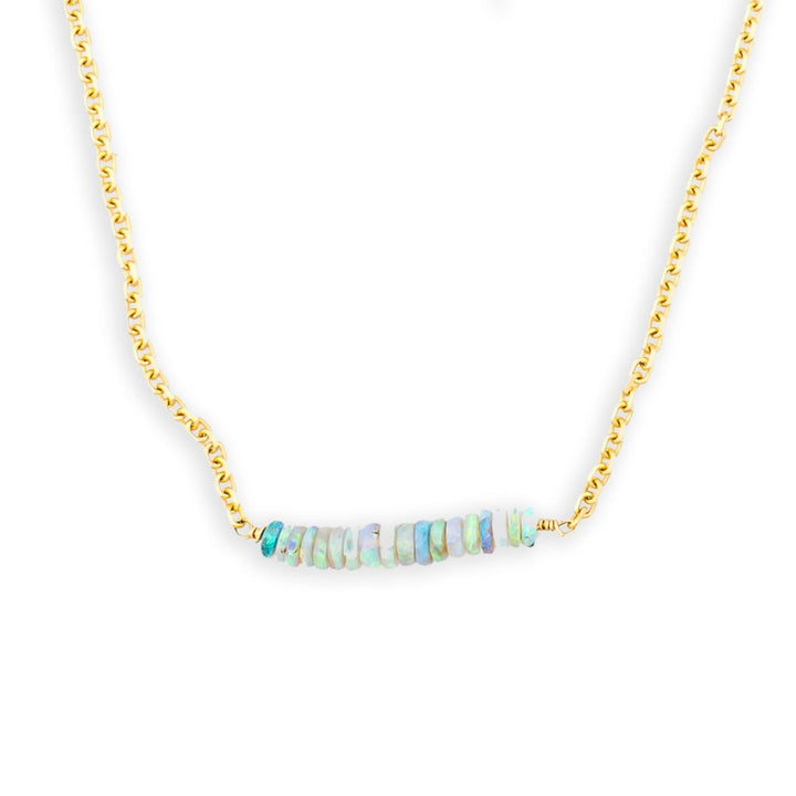 Faceted Opal Bead Station Necklace