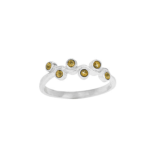 6 Round Citrine Wavy Ring