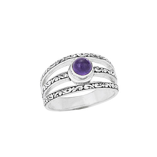 Amethyst 3 Band Ring