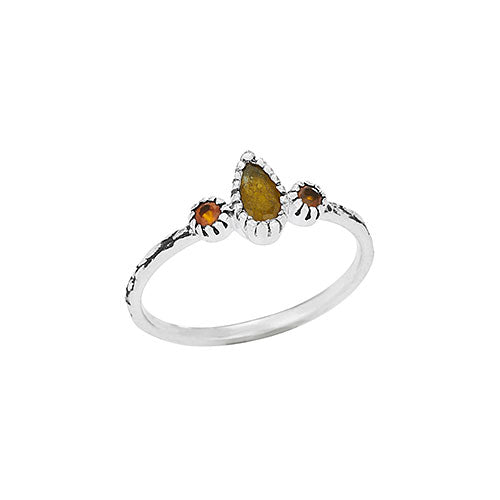 Teardrop Citrine & Carnelian Ring