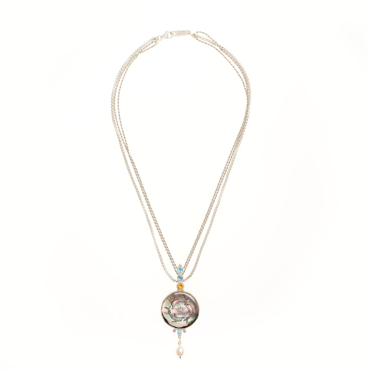 Black Mother of Pearl "Dolphins" Necklace