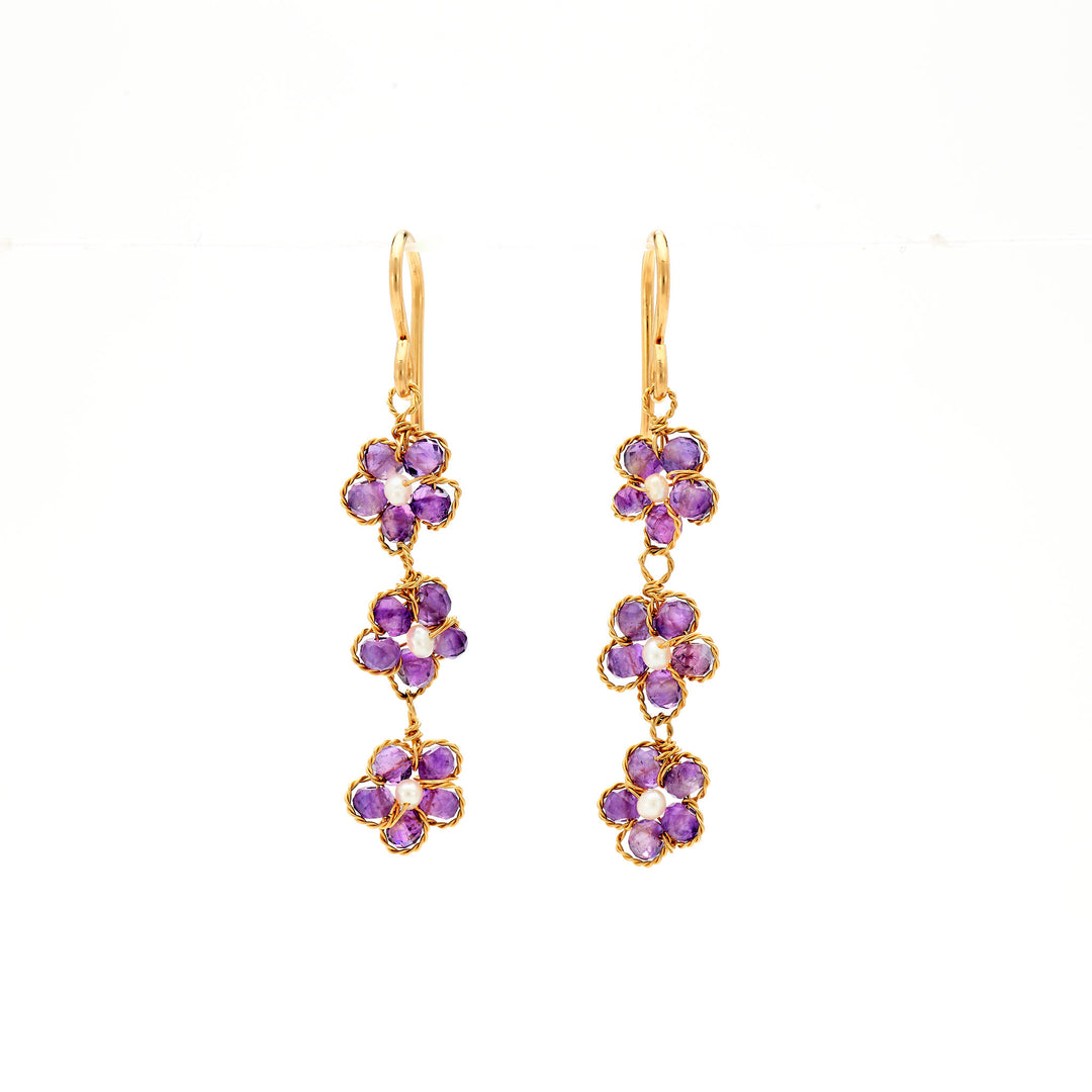 Amethyst Triple Drop Earrings