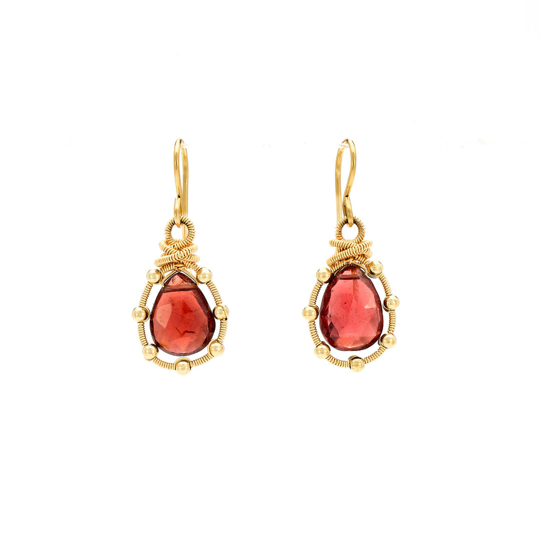 Garnet Coil Drop Earrings