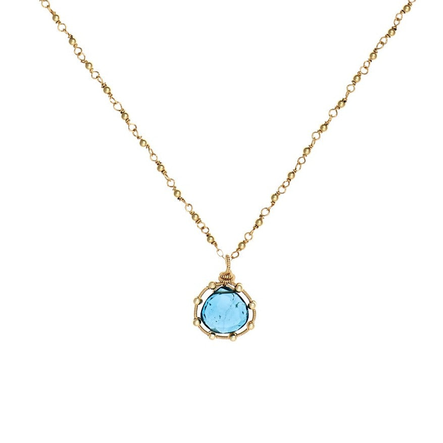 London Blue Topaz Necklace, Birthstone Series December