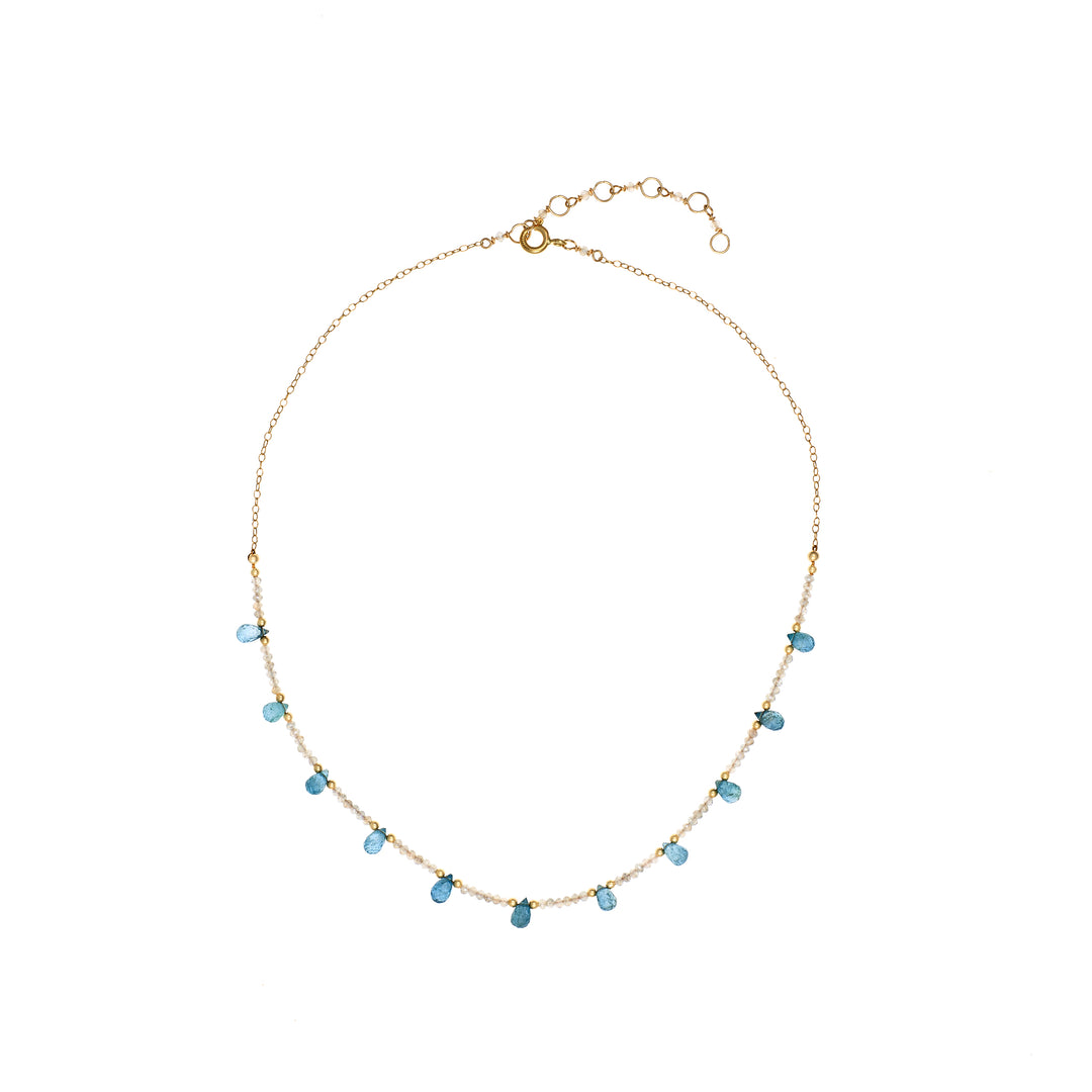 Aquamarine Drops & Labradorite Collar Necklace