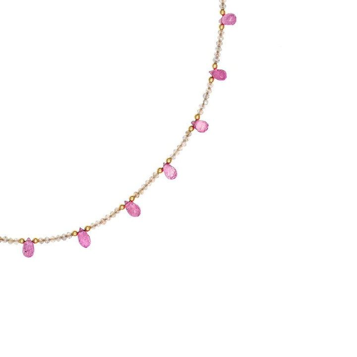 Pink Sapphire & Labradoite Collar Necklace