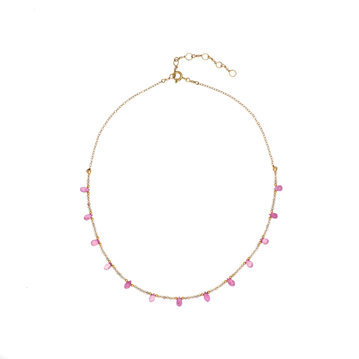 Pink Sapphire & Labradoite Collar Necklace