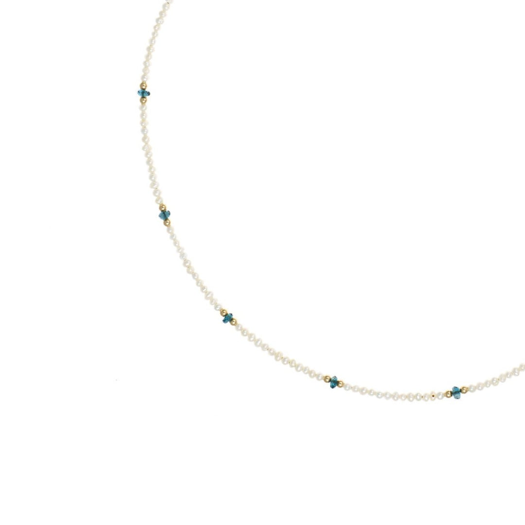 Pearl & London Blue Topaz Collar Necklace