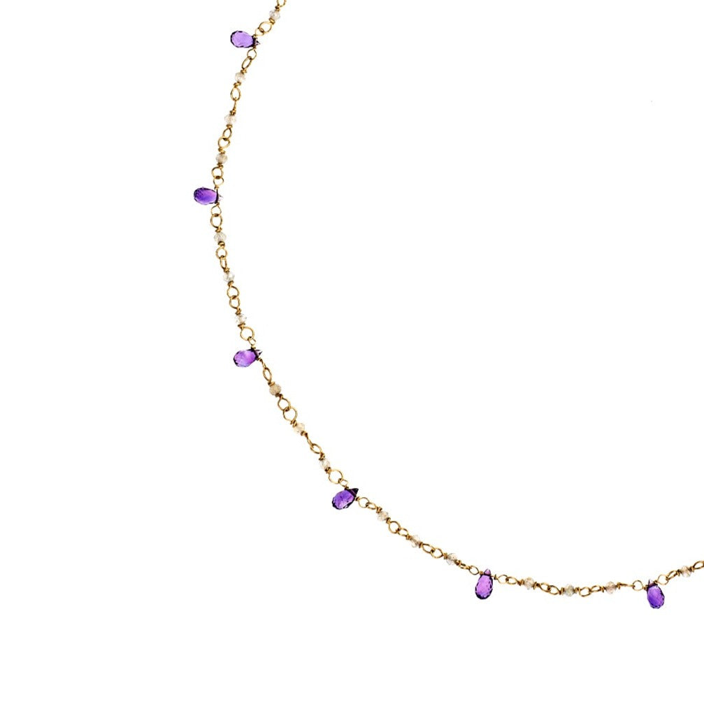 Amethyst & Labradorite Beaded Chain Necklace