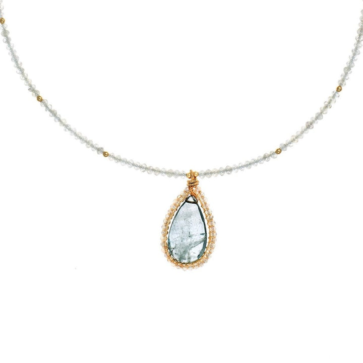 Aquamarine & Moonstone Collar Necklace