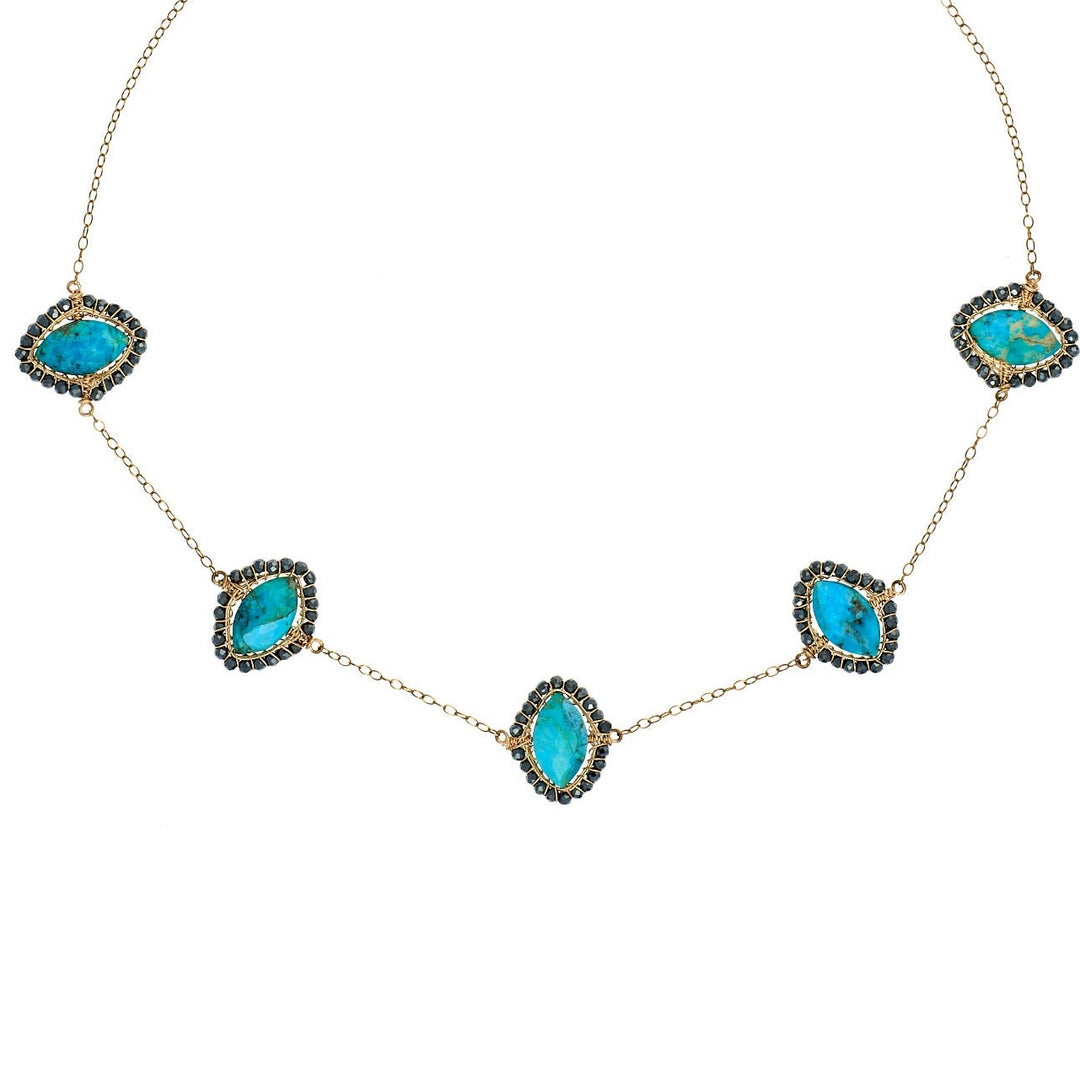 Turquoise Marque Signature Necklace with Black Garnet