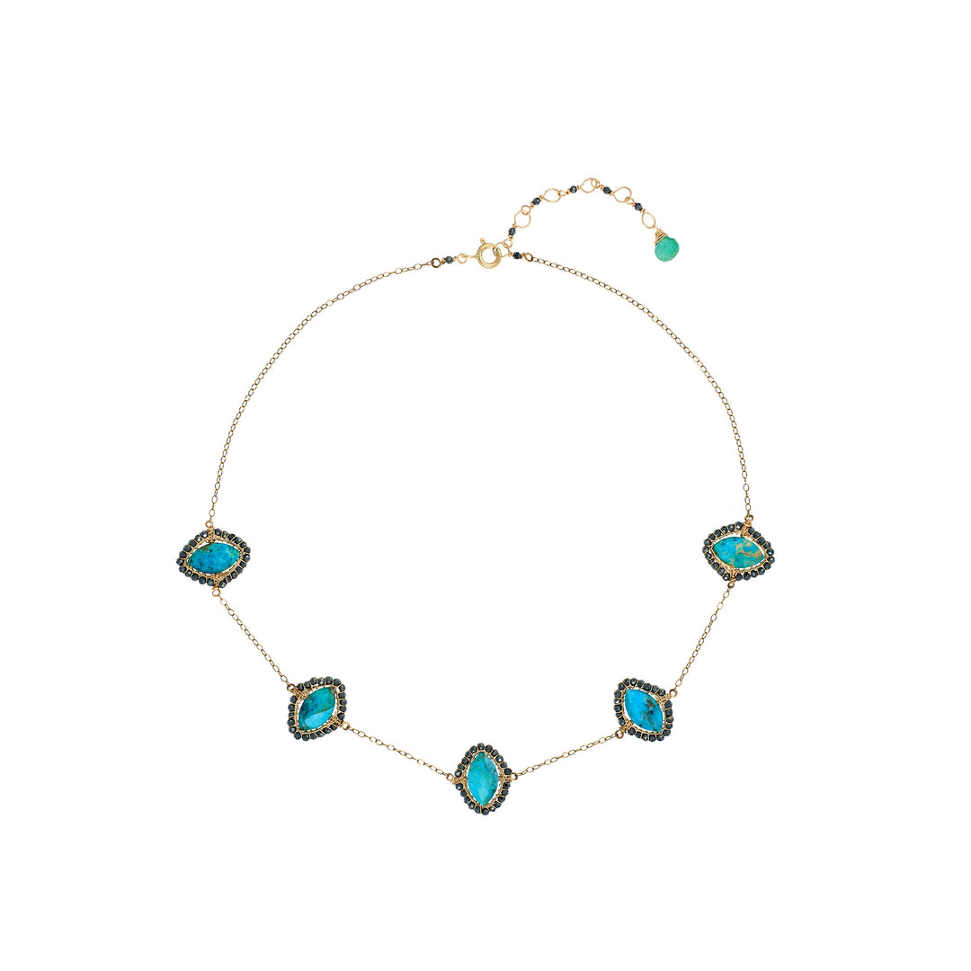 Turquoise Marque Signature Necklace with Black Garnet