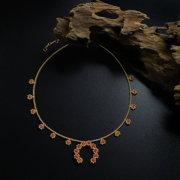 Baby Squash Blossom Necklace with Coral
