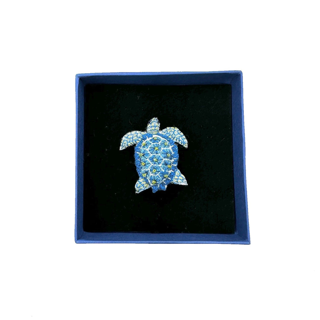 Blue Loggerhead Turtle Brooch Pin