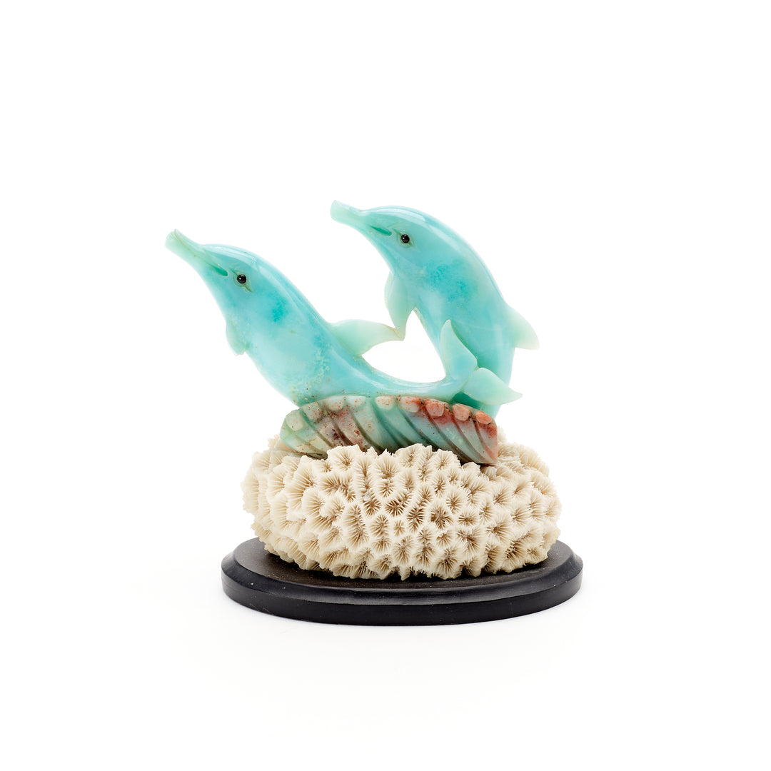 Blue Quartz Dolphins on Coral