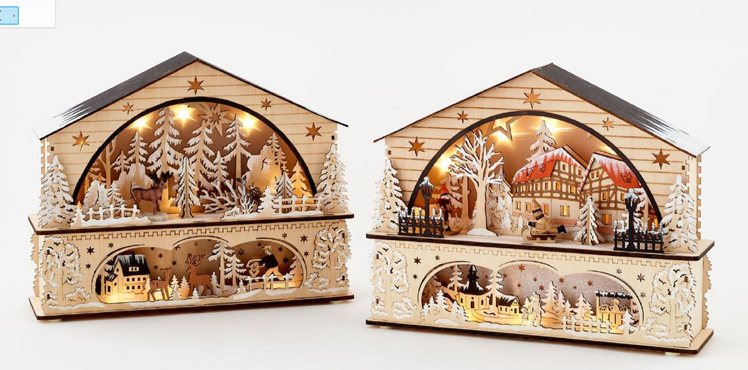 Two-Tier Village Scene with Lights