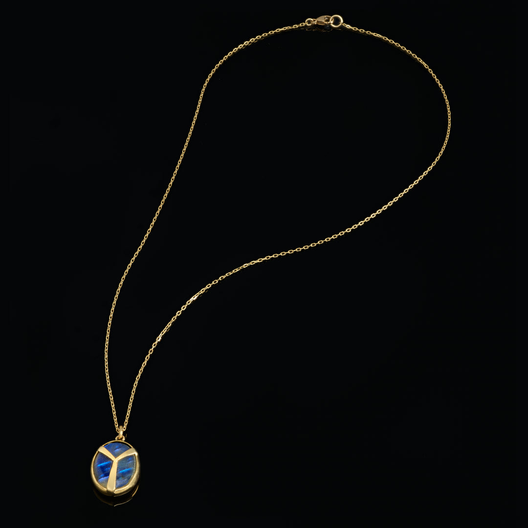 Lucky Scarab White Moonstone Charm Necklace
