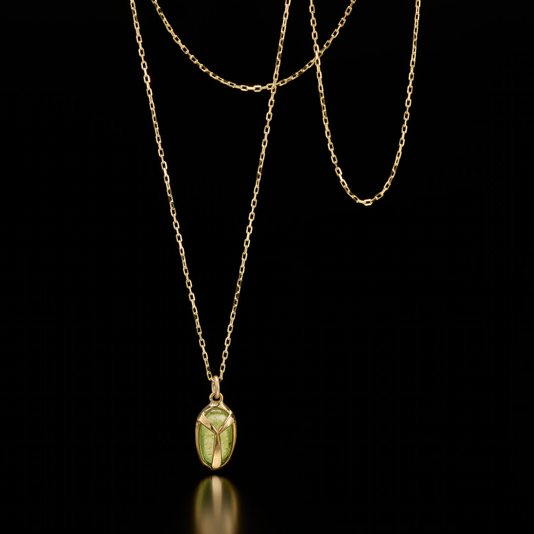 Lucky Scarab Green Tourmaline Necklace