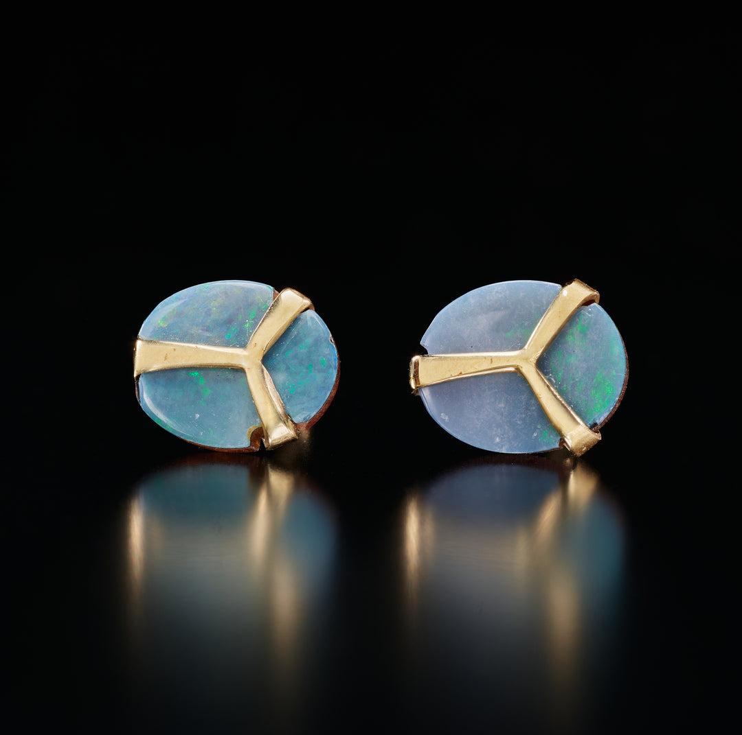 Lucky Scarab Opal Doublet Studs