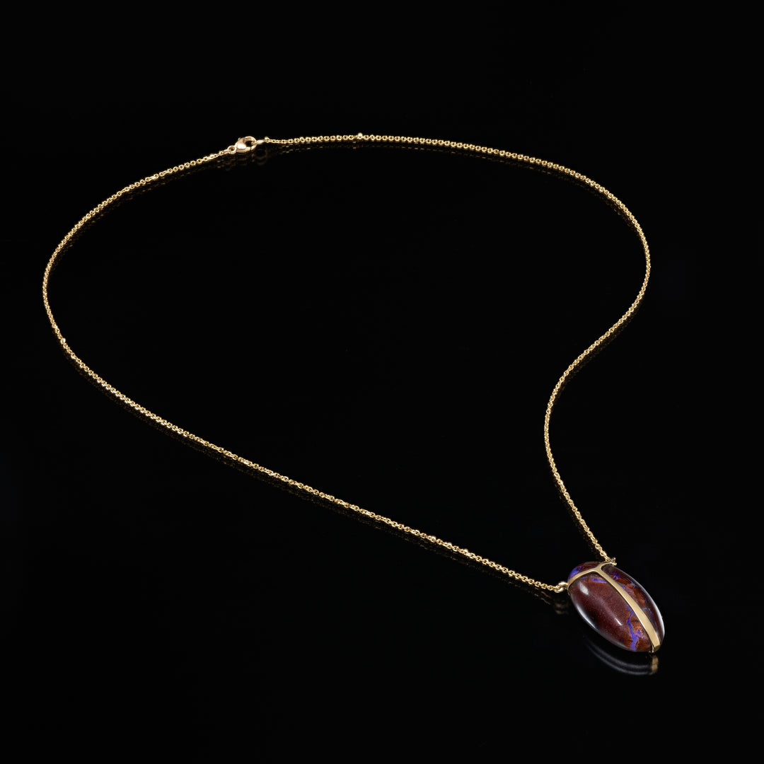 Lucky Scarab Boulder Opal Pendant