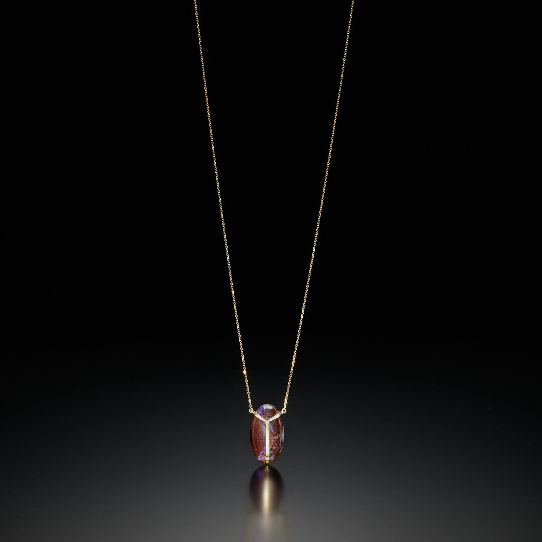 Lucky Scarab Boulder Opal Pendant
