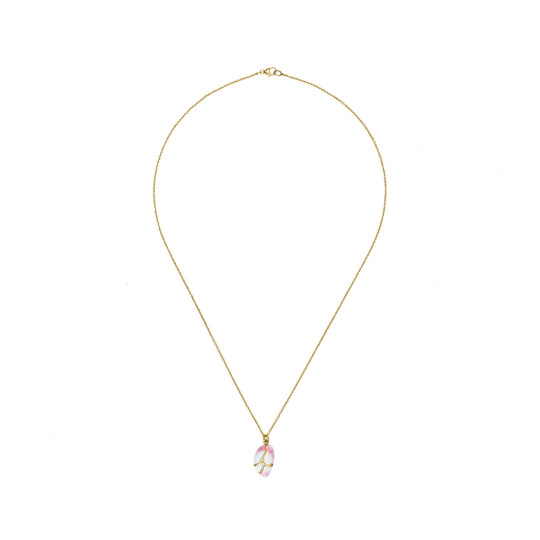 Pink Tourmaline Minimalist Butterfly Necklace