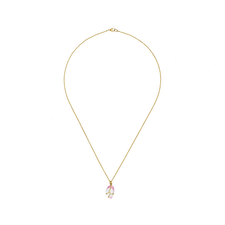 Pink Tourmaline Minimalist Butterfly Necklace