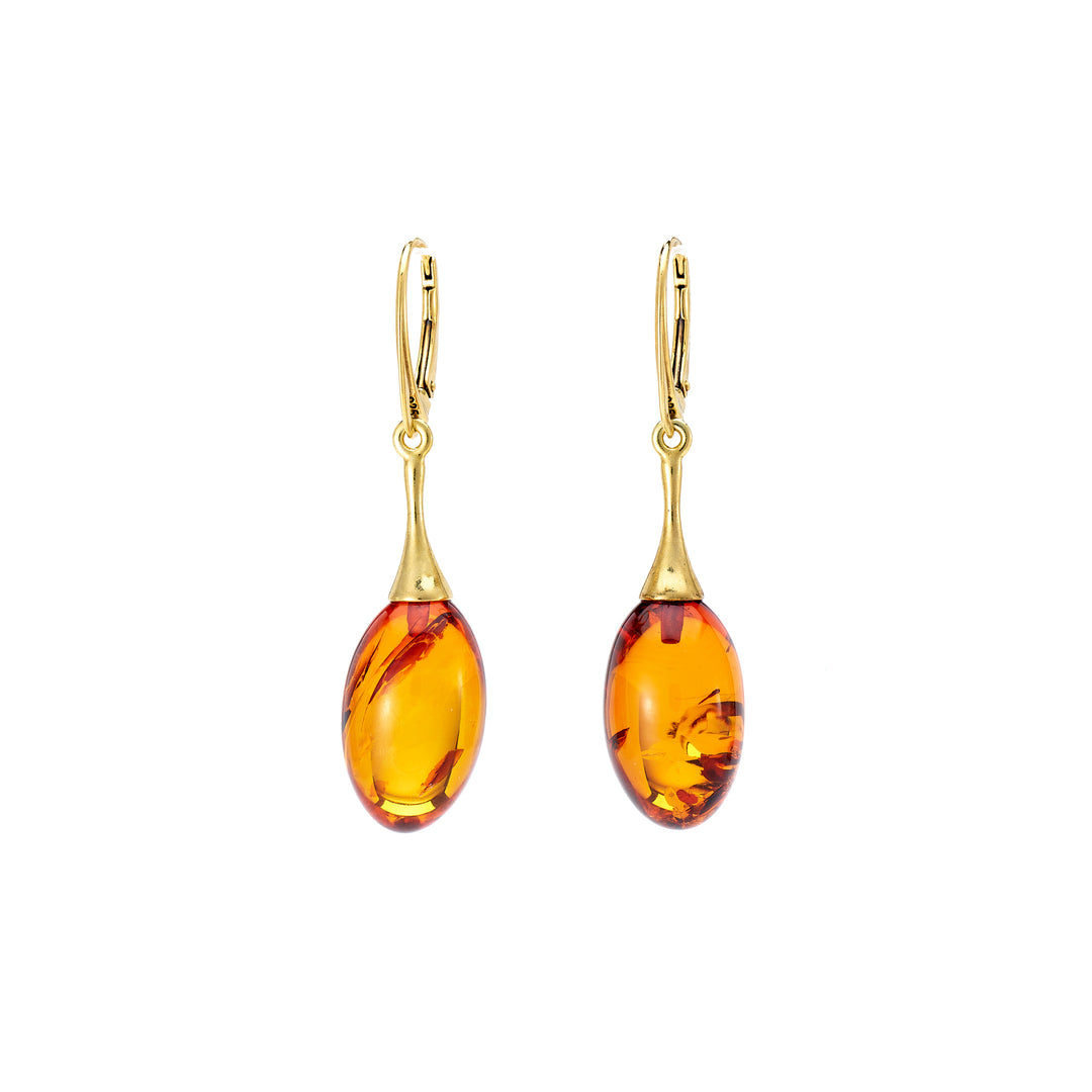 Light Orange Amber Drop Earrings