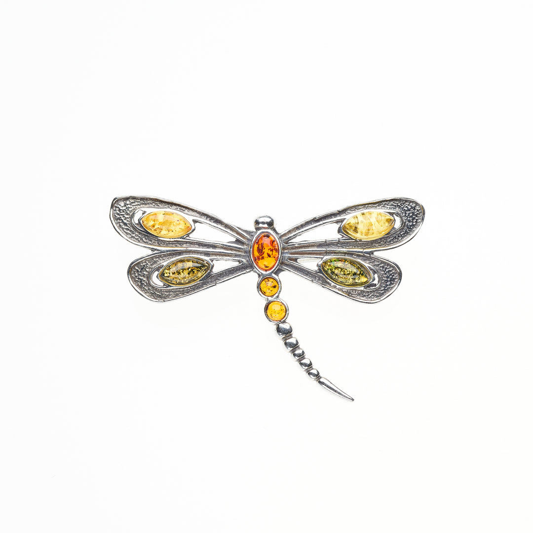 Dragonfly Amber Pin