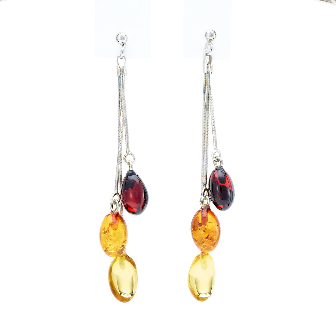 "Shades of Autumn" Multi-Color Amber Drop Earrings