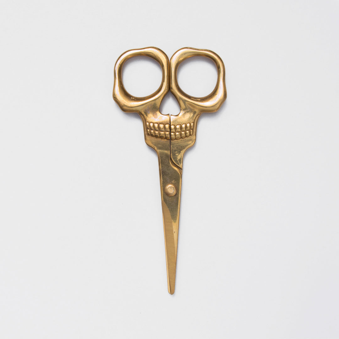 Brass-Finish Skull Scissors