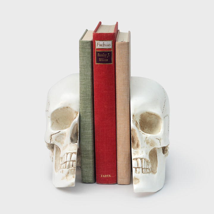 White Split Skull Bookends