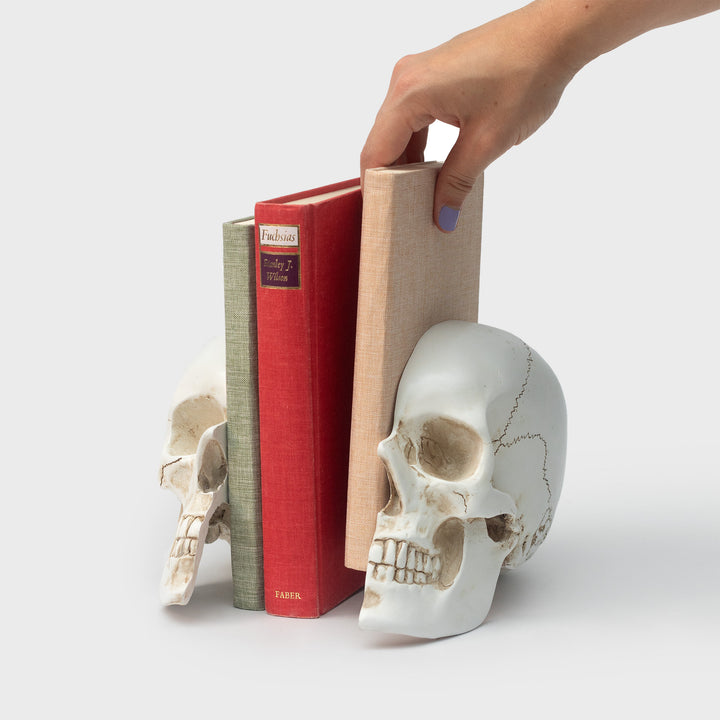 White Split Skull Bookends