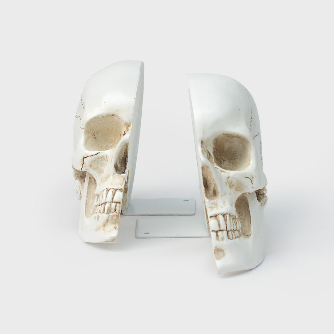 White Split Skull Bookends