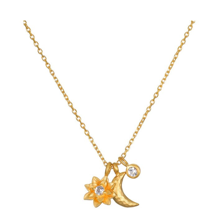 Lotus Moon Charm Necklace