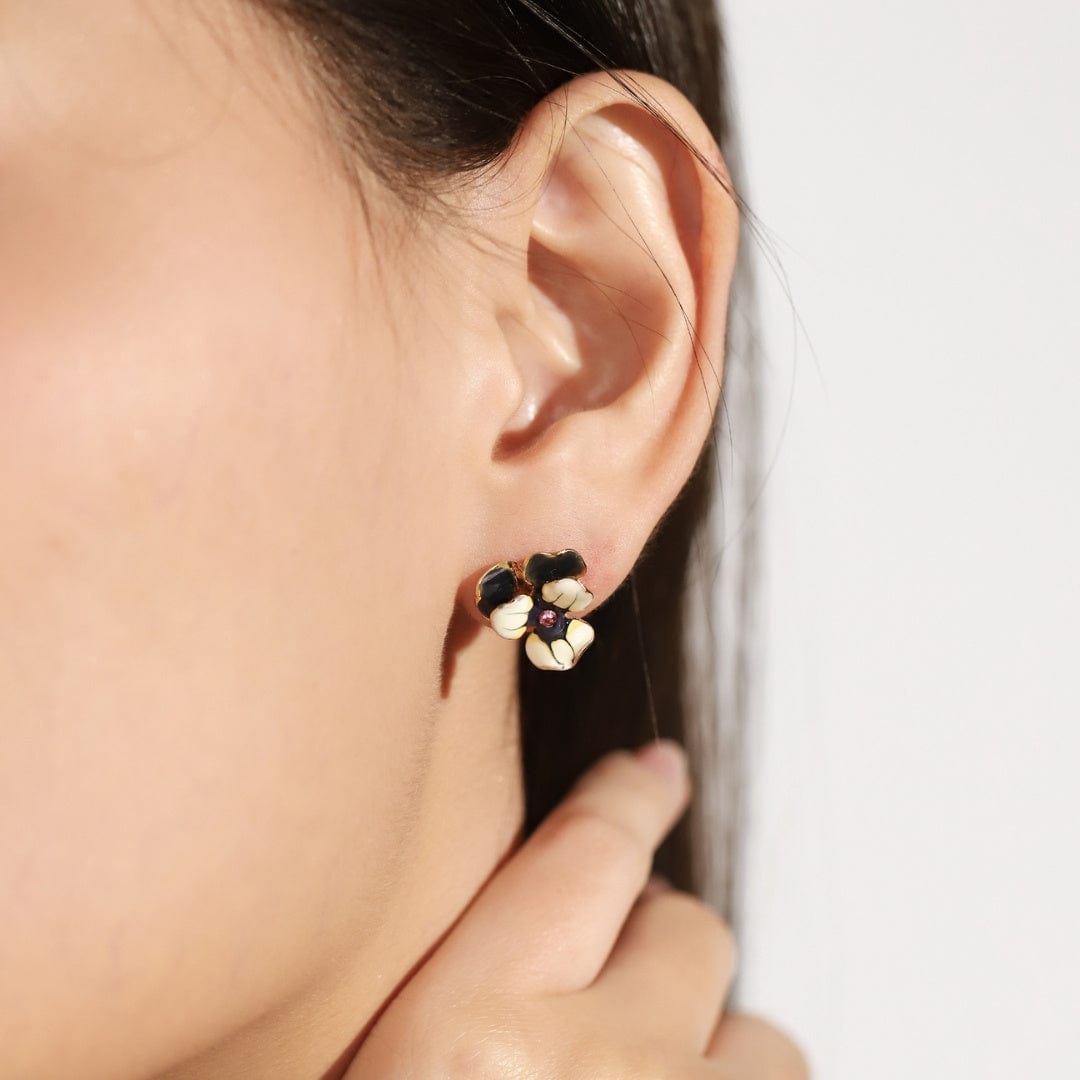 Enamel Pansy Studs