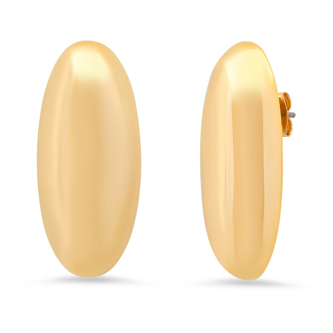 Elongated Oval Gold Earrings