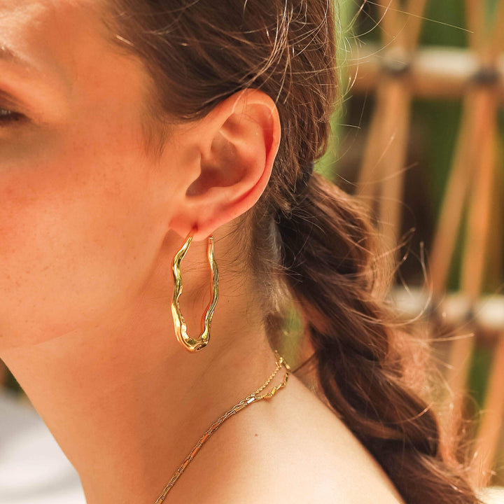 Wavy Gold Hoops