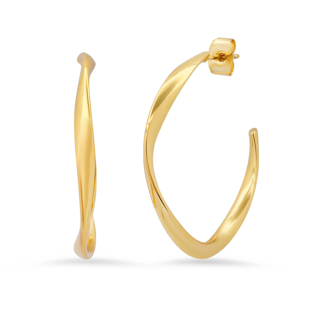 Medium Gold Wavy Hoops