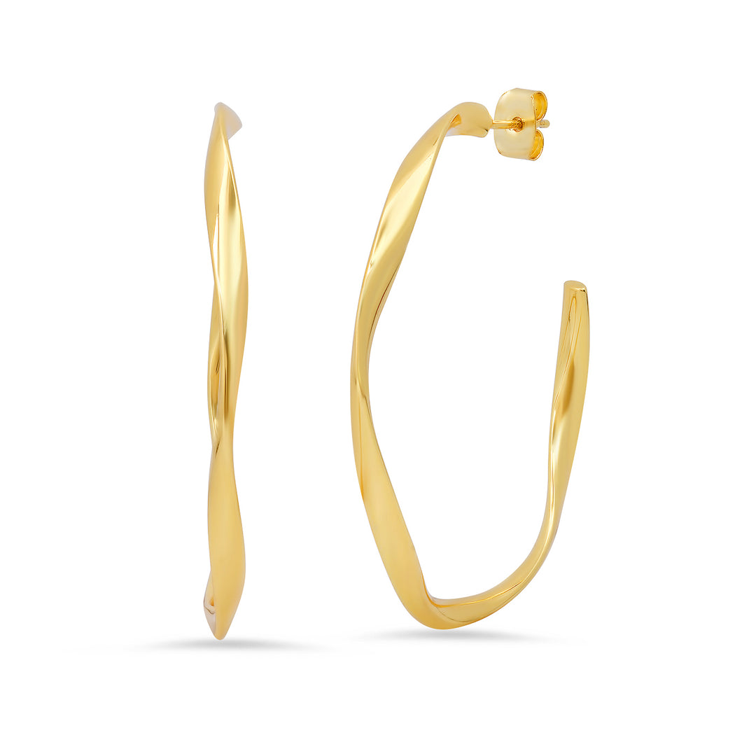 Large Gold Wavy Hoops