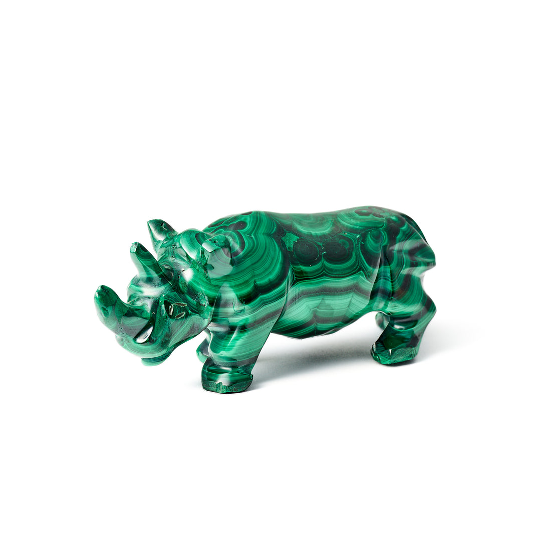 Malachite Rhino Carving