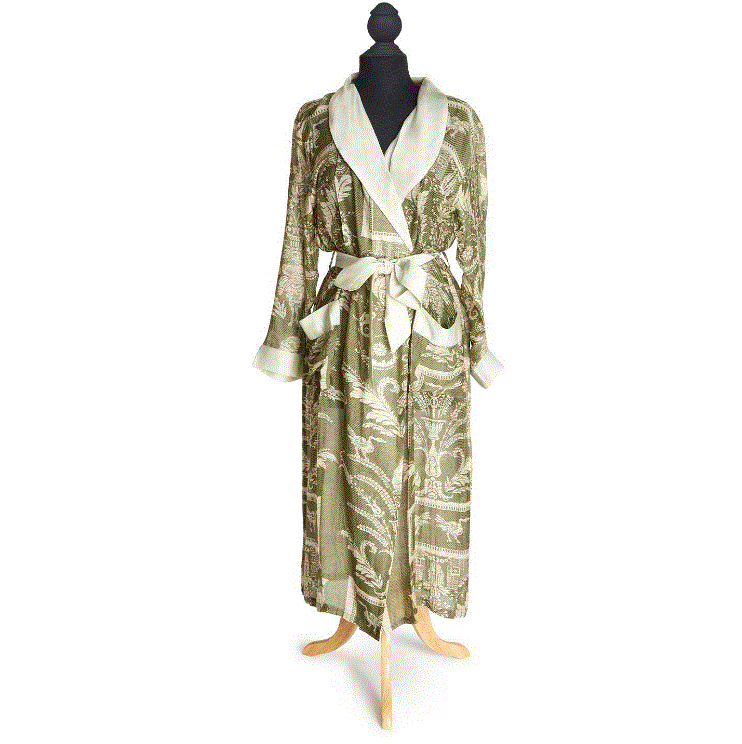 Vintage Damask Sage Robe