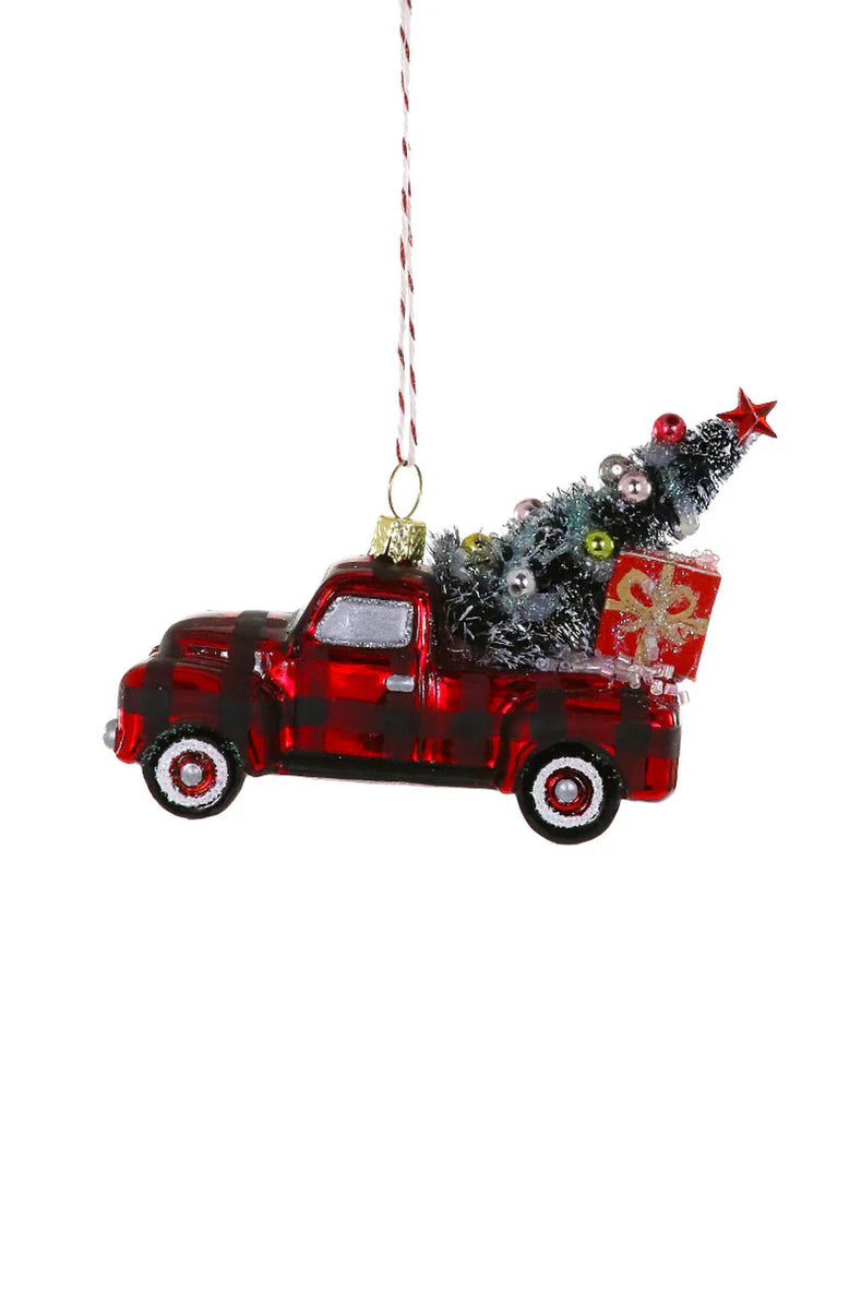 Buffalo Plaid Truck Ornament