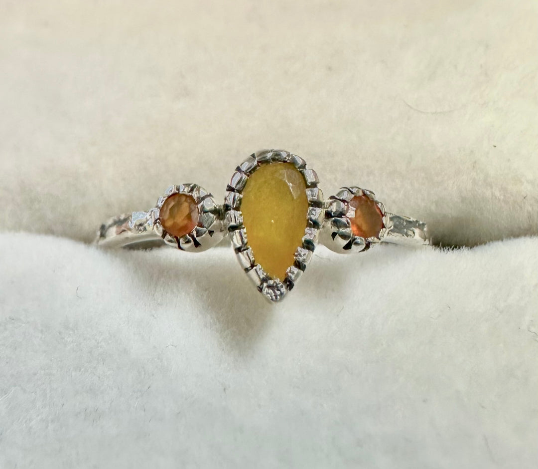 Teardrop Citrine & Carnelian Ring